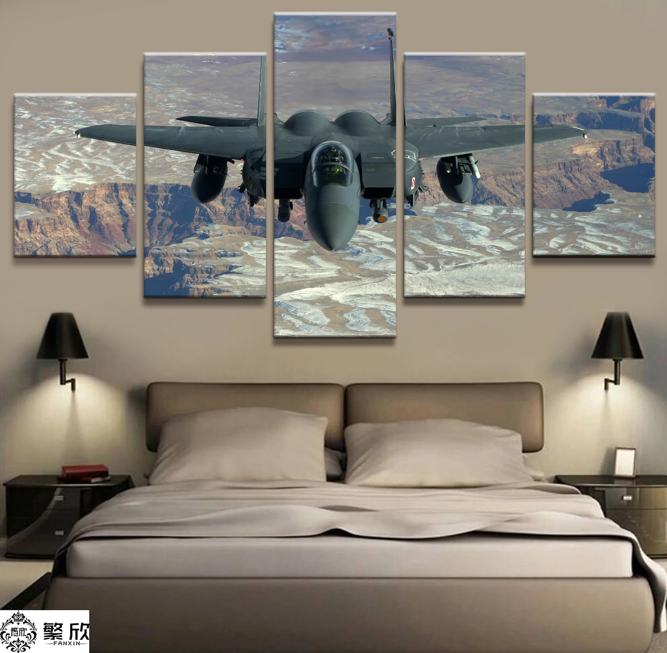 

Home Decor Modular Canvas Picture 5 Piece Fighter Military Weapons Painting Art Poster Wall For Home Canvas Painting Wholesale