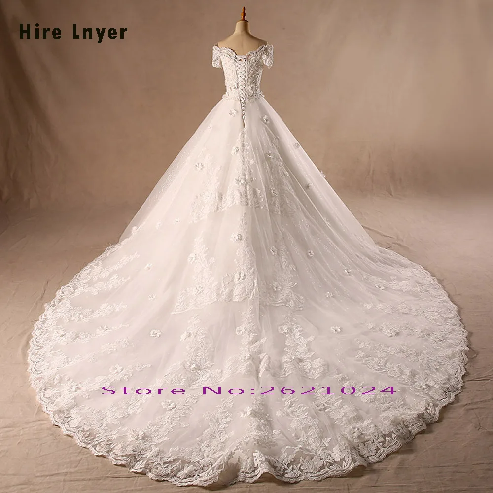 HIRE LNYER свадебное платье с коротким рукавом со шнуровкой и бусинами|robe de mariee|gown