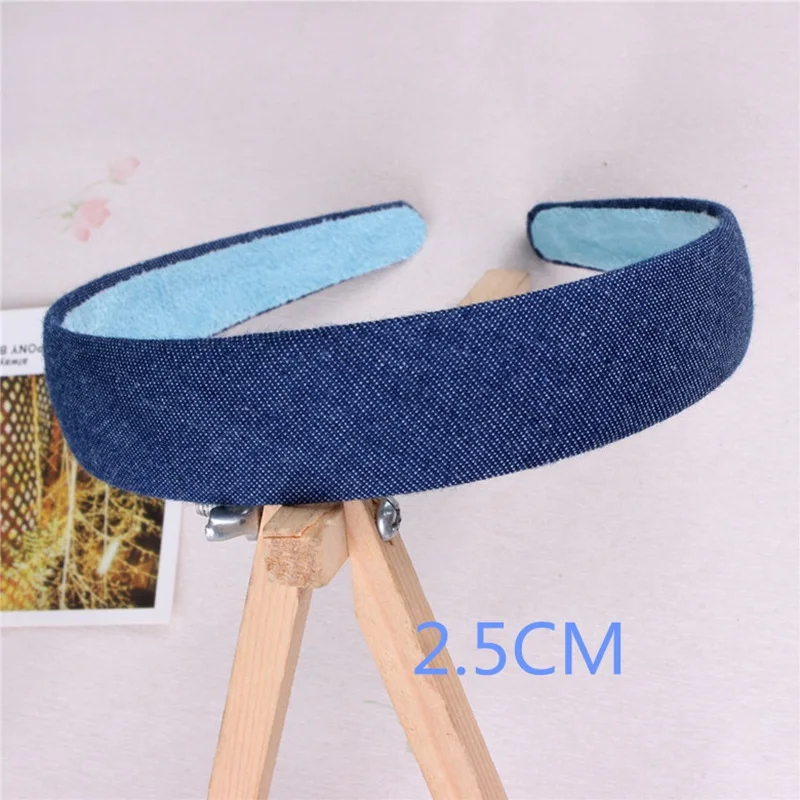 Женский головной убор, однотонный джинсовый темно-синий светильник, синяя повязка на голову, простые заколки для студенток A269 - Цвет: 2.5cm dark  blue