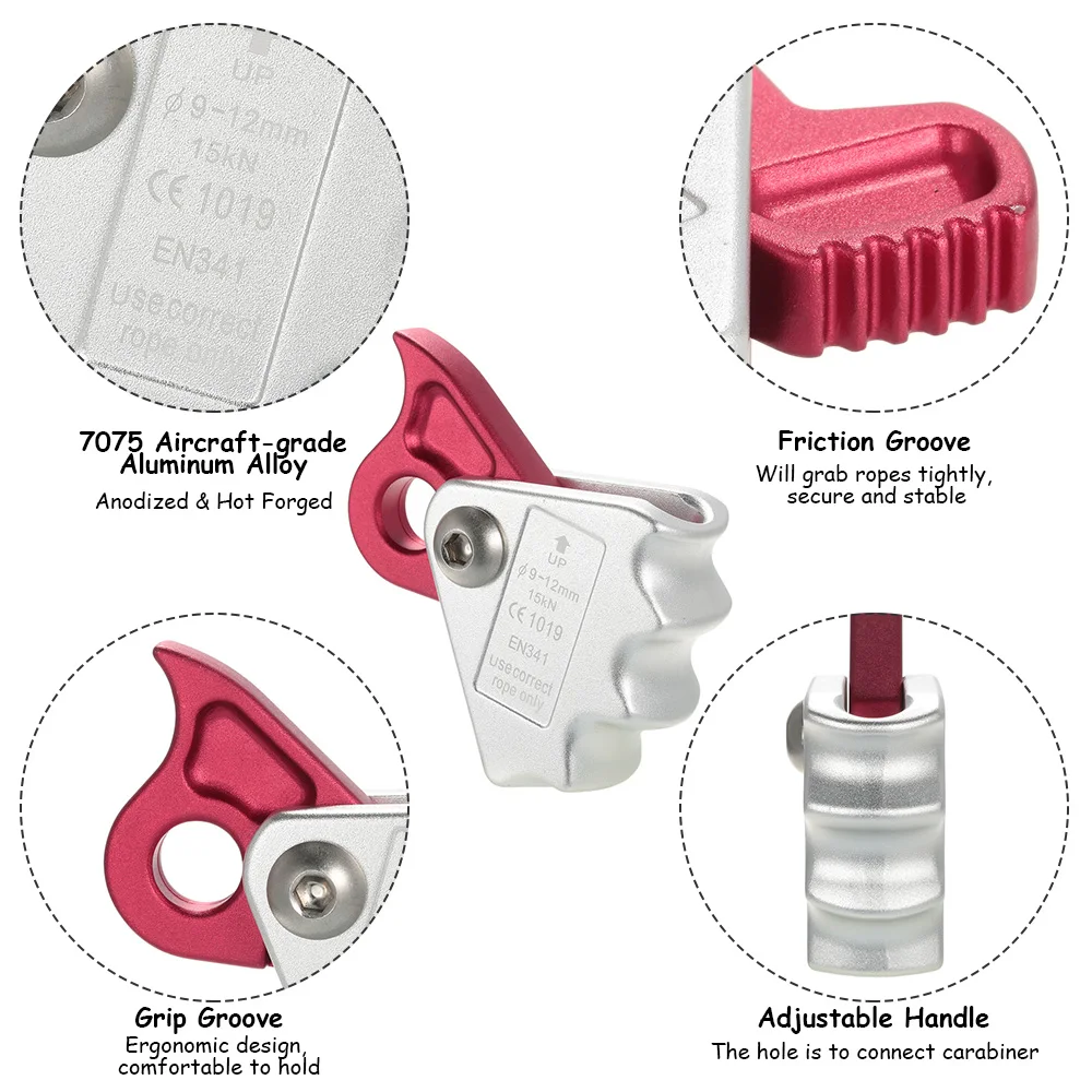Lixada 15kN Открытый скалолазание альпинизм резьба по дереву веревка захват протекта оборудование для 9 мм-12 мм веревка алюминиевый сплав