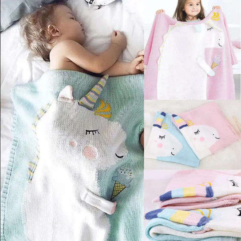 

Anti-Pilling Home Soft Muslin Cute Wrap Blanket Unicorn Swaddle Towel