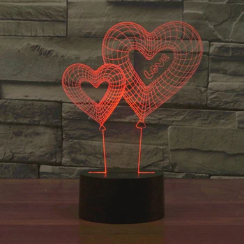 

Novelty 3D Lamp LOVE Balloon Illusion LED USB Lamp Touch RGB 7 Color Changing Table Night Light Bedside Decoration LED Lamp