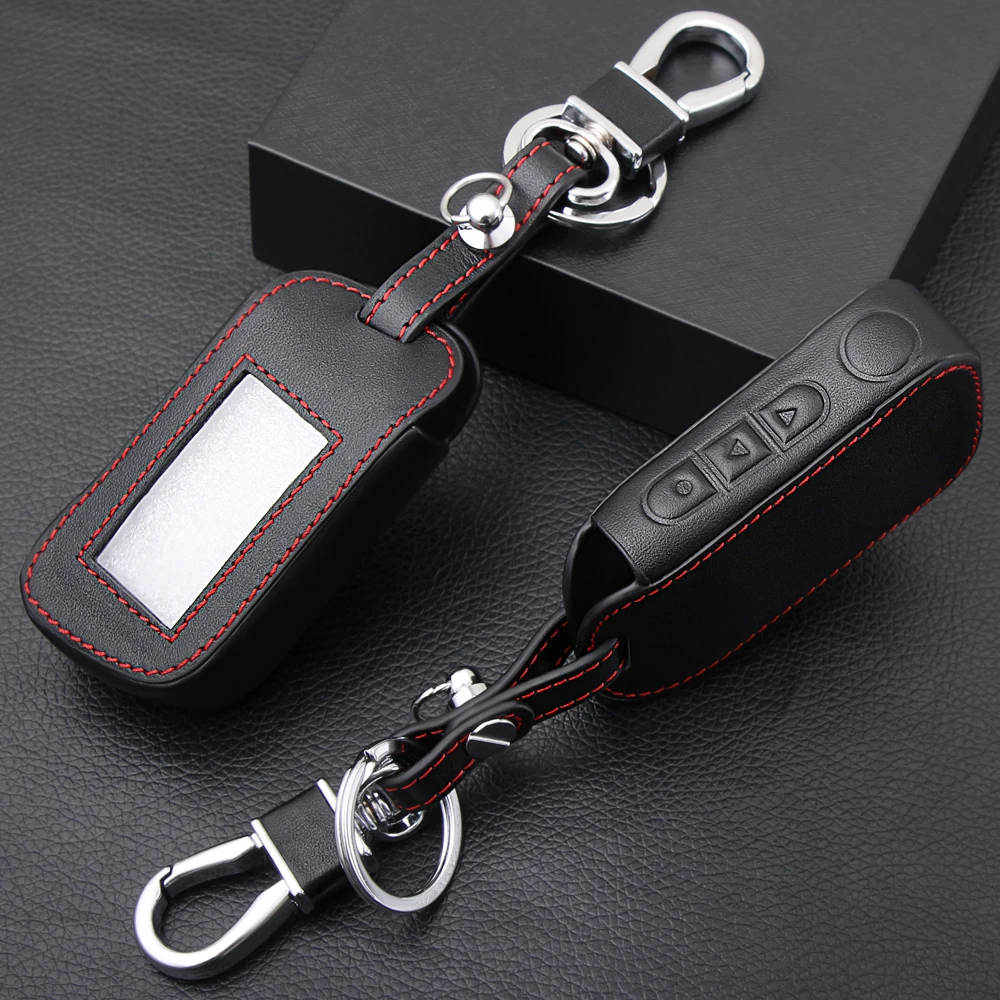 

3 BTNS Remote Leather Key Cover Case A93 Keychain Silicone Case For Starline A93 A63 Two Way Car Alarm