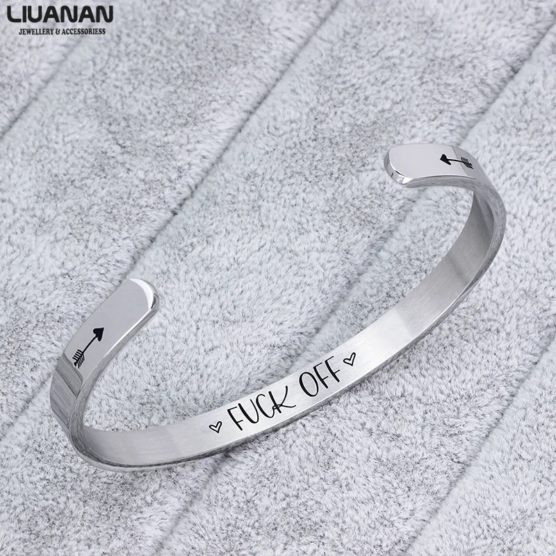

Hand Stamped Bracelet Cuff Bangle for Women Stainless Steel Feminist Jewelry Personalized Mantra Inspirational Daily Reminder