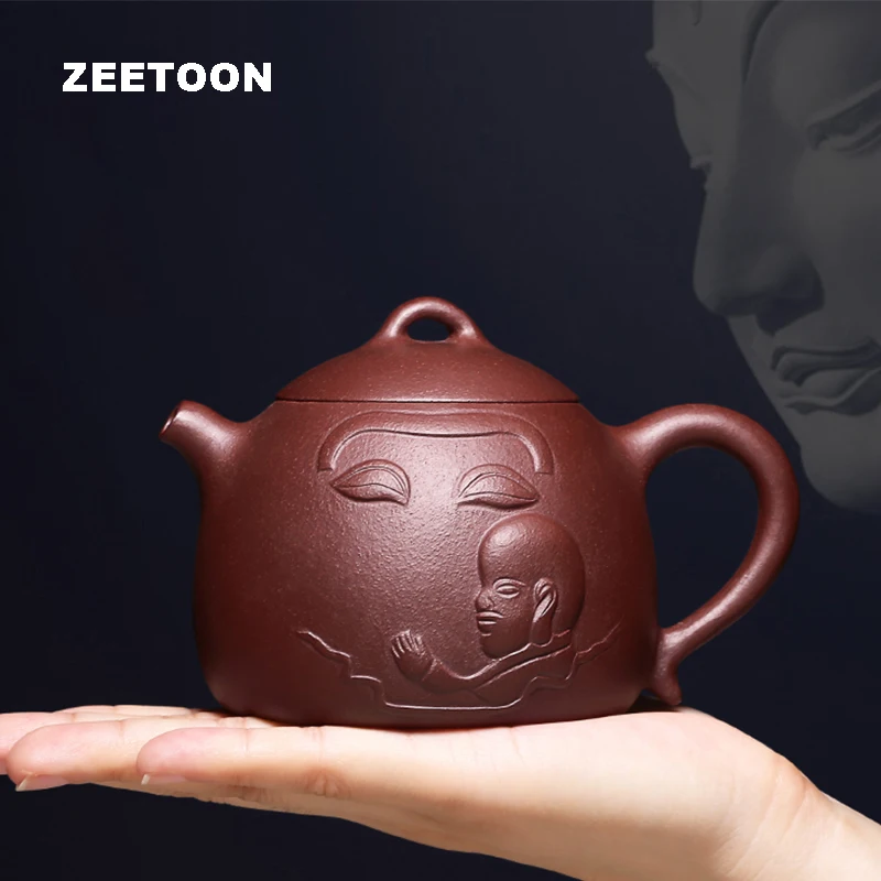 300cc Authentic Yixing Teapot Chinese Healthy Purple Clay Buddhist Zen