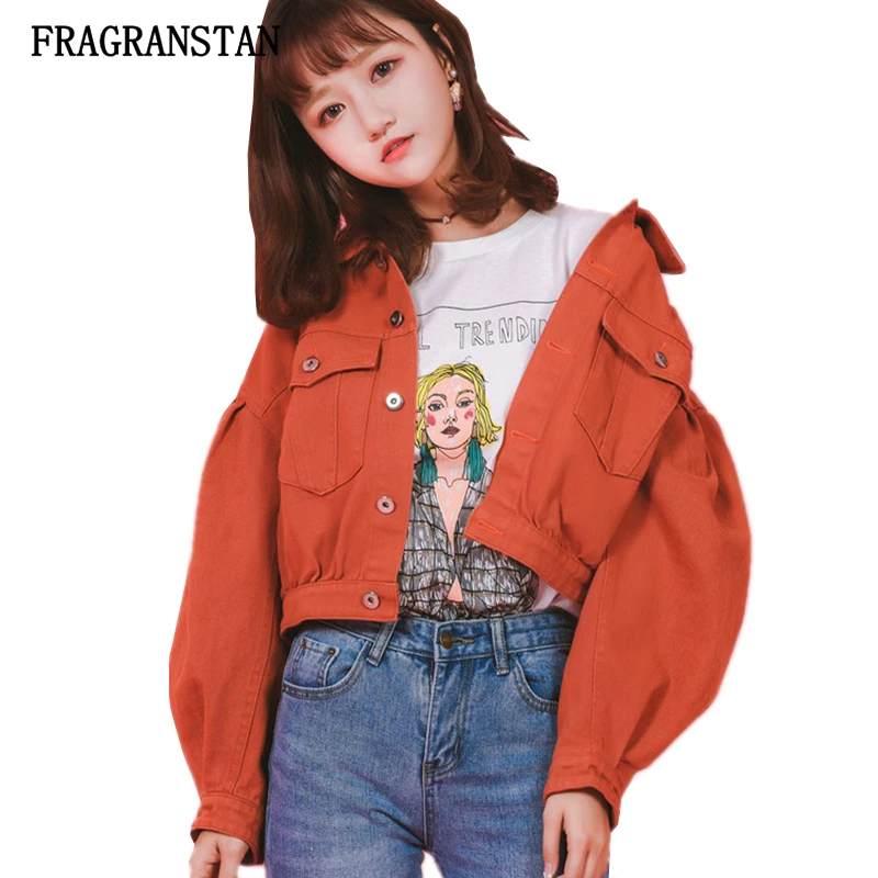 

Ladies 2018 Spring Summer New Single Breasted Denim Short Coat Female Fashion Solid Color High Quality Casual Loose Jacket JQ122