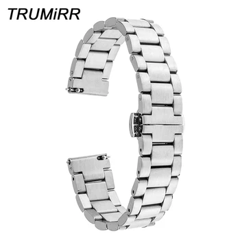 

18mm Quick Release Band for Huawei Watch Asus ZenWatch 2 WI502Q 45mm Women 2015 Stainless Steel Strap Butterfly Buckle Bracelet