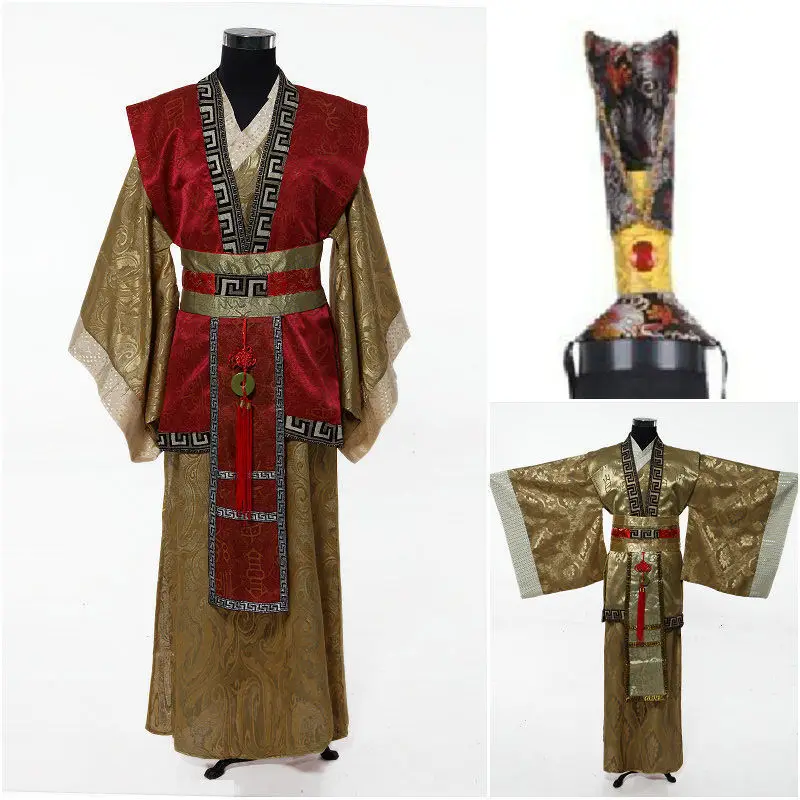 

New Red Chinese Man Han Clothing Emperor Prince Show Cosplay Suit Robe Minister Costume Traditional Ancient Dress Free shipping
