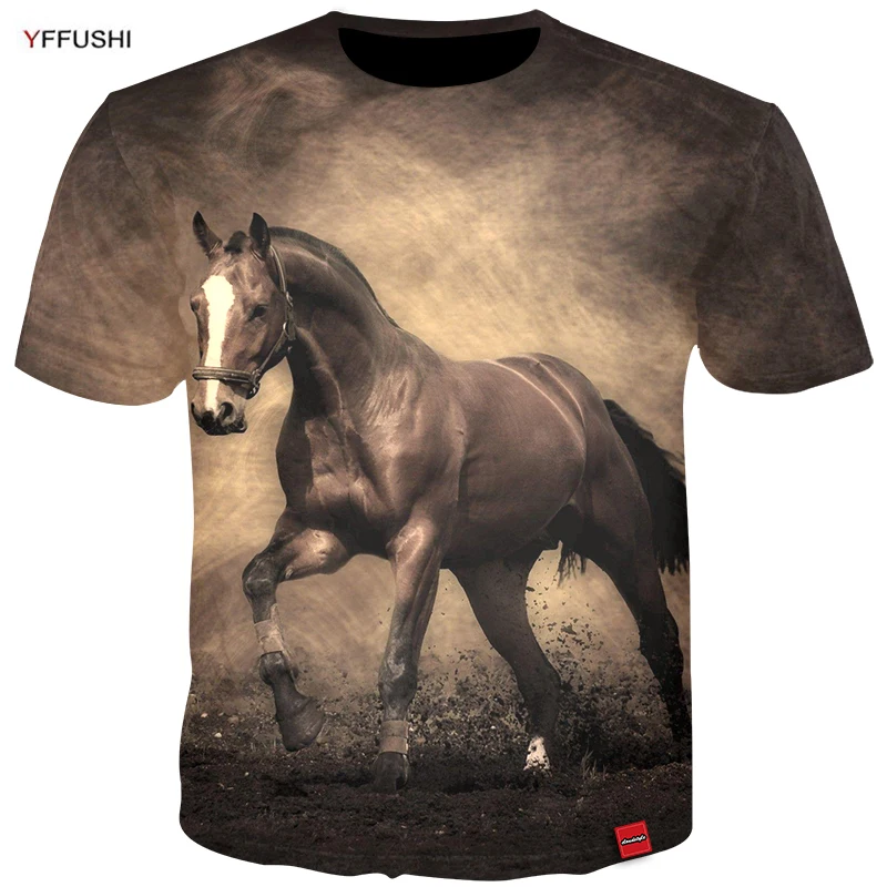 

YFFUSHI 2018 New Male 3d High Quality Tops Fashion Horse 3d Printing Tshirt Streetwear Hip Hop Animal Tees Men Plus Size 5XL