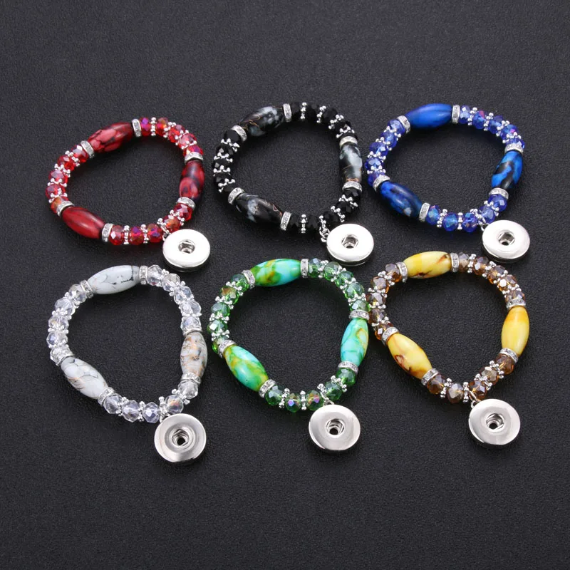 2019 New 18MM Snap Button Bracelet Handmade Imitation Pearl Crystal