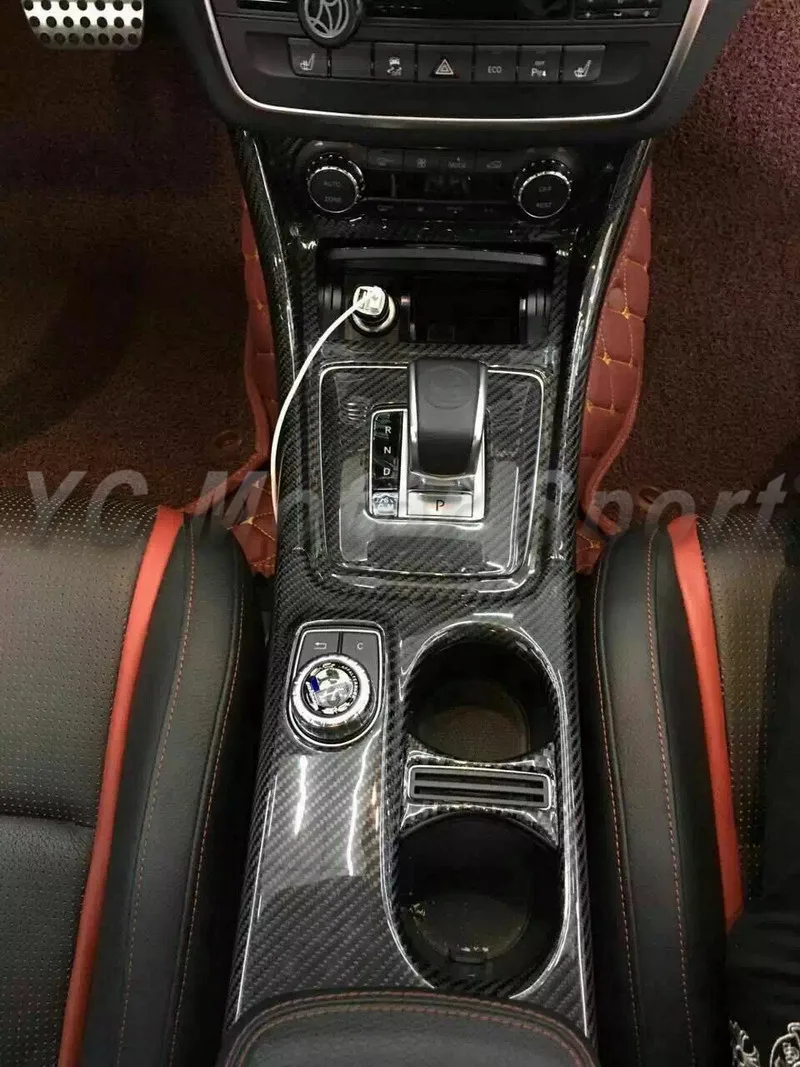 2014-2016 Mercedes Benz A CLA GLK Class A45 CLA45 GLA45 W176 W117 X156 LHD Cup and COMAND Control Surround Panel Cover Trim DCF (10)