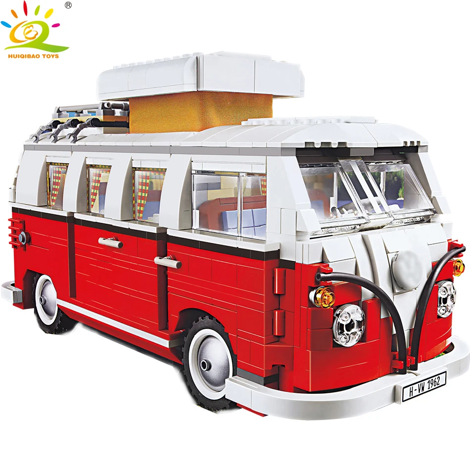 

1334pcs City T1 Camper bus Building Blocks Compatible Legoingly city Speed racing car Brick Set Educational toys for children