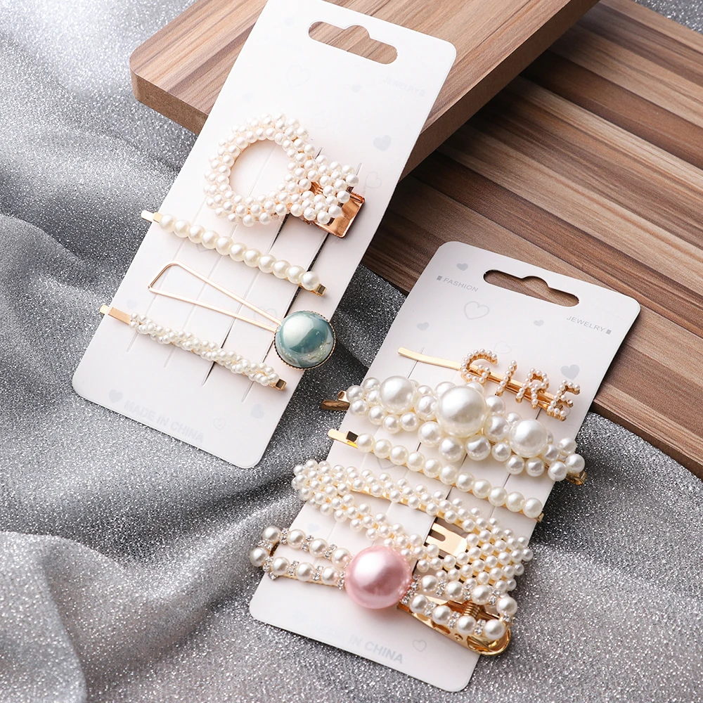 

1 Set New INS Sweet Headwear Women Girls Elegant Pearls Hair Clips Fashion Hot Sale Ornament Hairpins Headband Hair Accessories