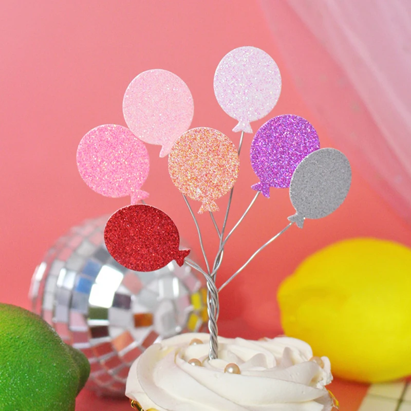 

1pcs Random Colors Mini Balloons Cake Toppers Colorful Fireworks Balloon Cupcake Topper for Birthday Party Wedding Decorations