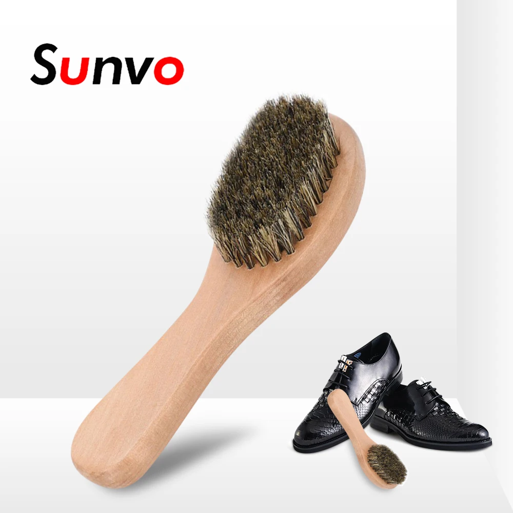 

Sunvo Practical Wooden Handle Horsehair Shoe Polish Brush for Leather Cleaner Protection Vamp Cleaning Accessories Suite Tools