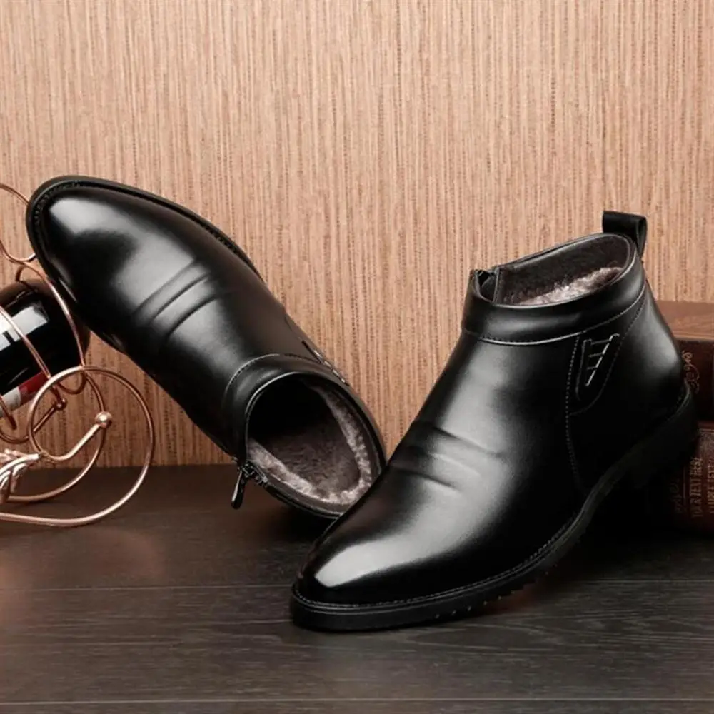 

2018 Autumn Winter Fashion Formal Boots Men Comfortable Wearing Brand Zipper Casual Shoes Split Leather Snow Boots Shoes Men