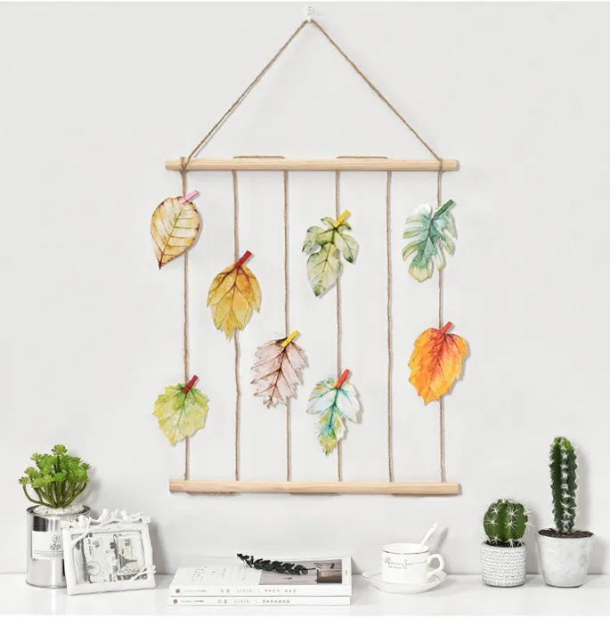 Najtaniej Duży 50cm drewniany patyczek wiszący wyświetlanie zdjęć makrama ścienne obrazy do zawieszenia organizator Home Decor z drewniane spinacze i kartki pocztowe