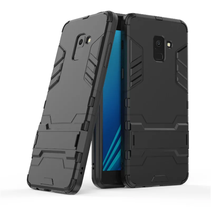 

For Samsung Galaxy A8 2018 Stand Holder Dual Layer Hybrid Armor Hard Rugged Back Cover For A8 Plus 2018 Iron Man Protective Case
