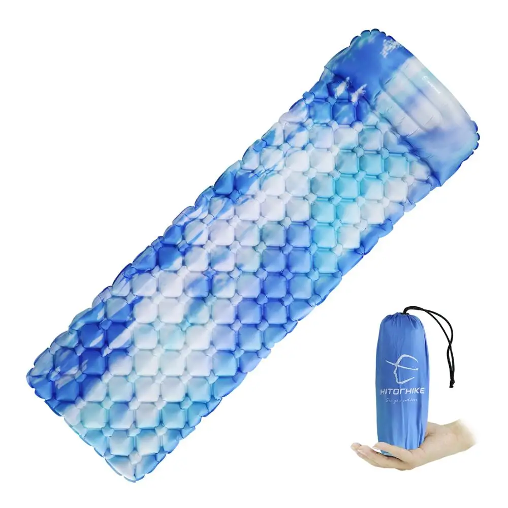 Almofada de Dormir Cama de ar Colchão com Travesseiro Hitorhike Almofada Inflável Única Acampamento Moistureproof Esteiras Super Leve Portátil 522g