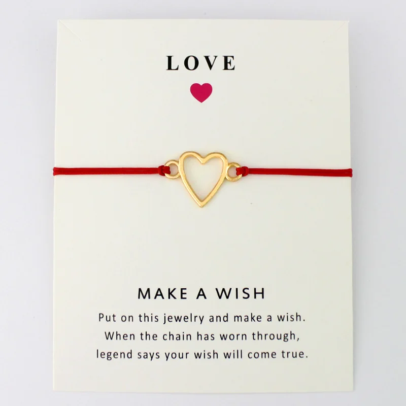 Love Hearts Infinity Wish амулеты регулируемые браслеты красная веревка для женщин и мужчин унисекс трендовые ювелирные изделия ручной работы Рождественский подарок - Окраска металла: B7897