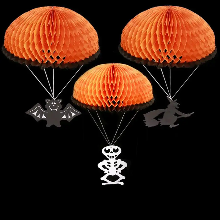 

Halloween Decoration Bats Witch Skull Paper Parachute Decorative Pendant Halloween Day special decoration party decor DIY C30730