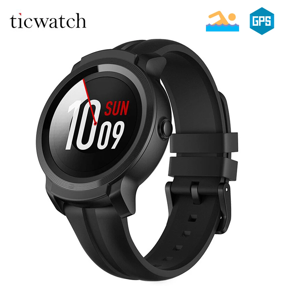 Оригинальные Global Ticwatch E2 износ ОС Google Смарт часы Bluetooth wifi 5ATM водонепроницаемые умные часы пульсометр трекер здоровья