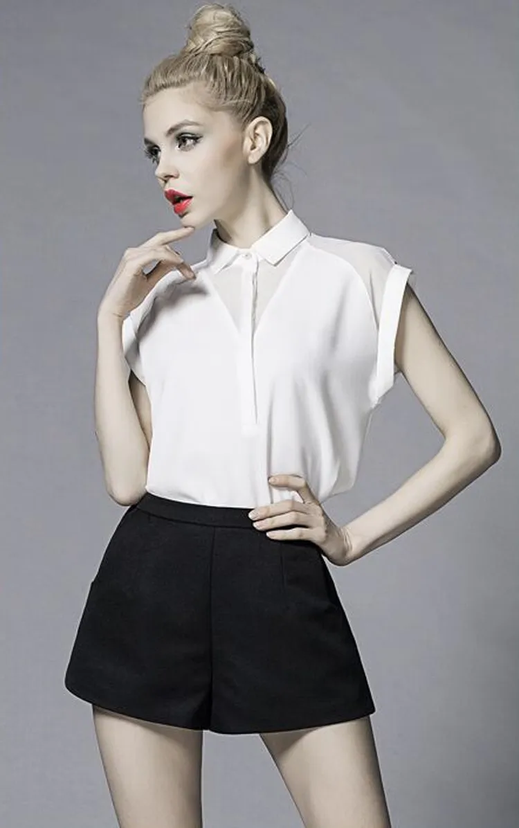 Летняя женская блузка из шифона с коротким рукавом. Модель года
