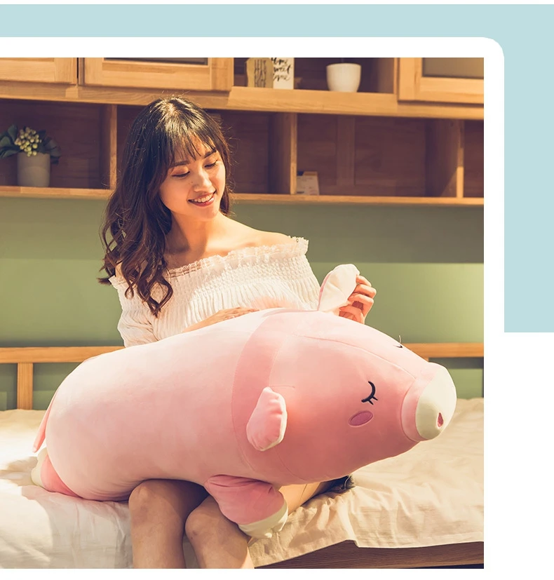 kawaii pink pig doll giant plush toy cute sleeping pillow for girl birthday gift decoration 35inch 90cm DY50577 (6)