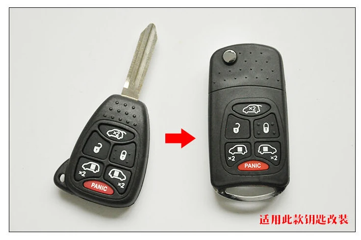 

New Modified Flip Folding Remote Key Shell Case For Chrysler 5+1 Button With Battery Clamp Fob Key Cover
