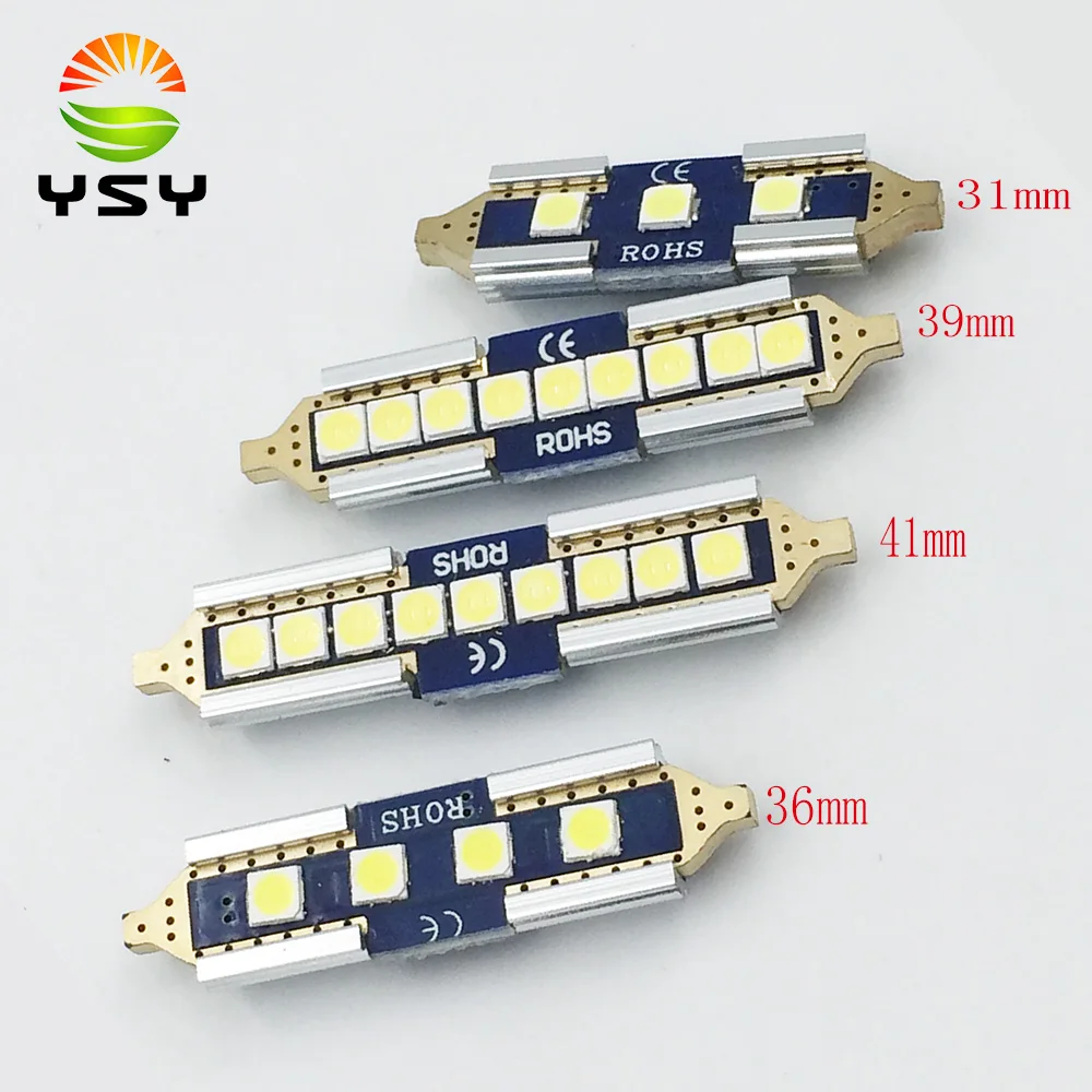 YSY 20x Canbus без ошибок 12В автомобильная светодиодная лампа 31 мм 36 39 41 3030 SMD DE3175 C5W C10W