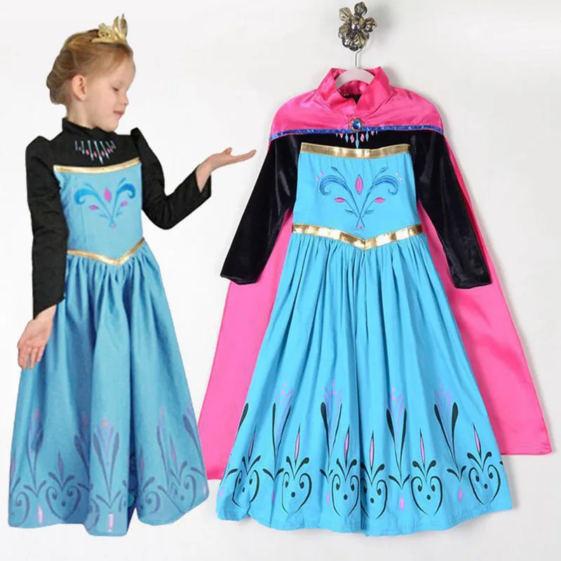 Платье Анны и Эльзы; маскарадный костюм «богиня Аладдина Жасмин»; Детские платья для девочек; праздничное платье принцессы для малышей; Одежда для девочек - Цвет: Blue