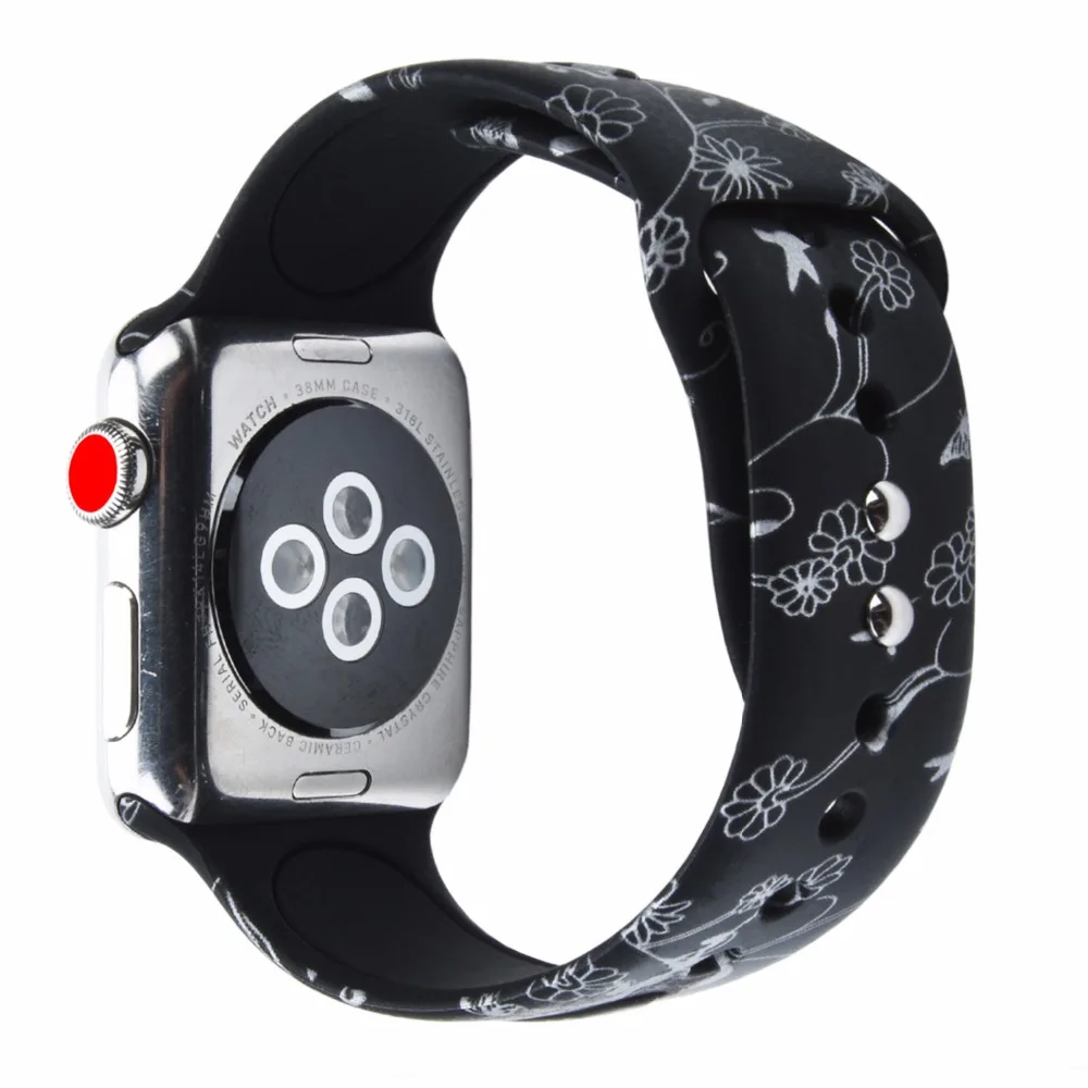 Bemorcabo для Apple Watch Band 44 мм 38 42 40 мягкий силиконовый ремешок с цветочным узором 4 3 2
