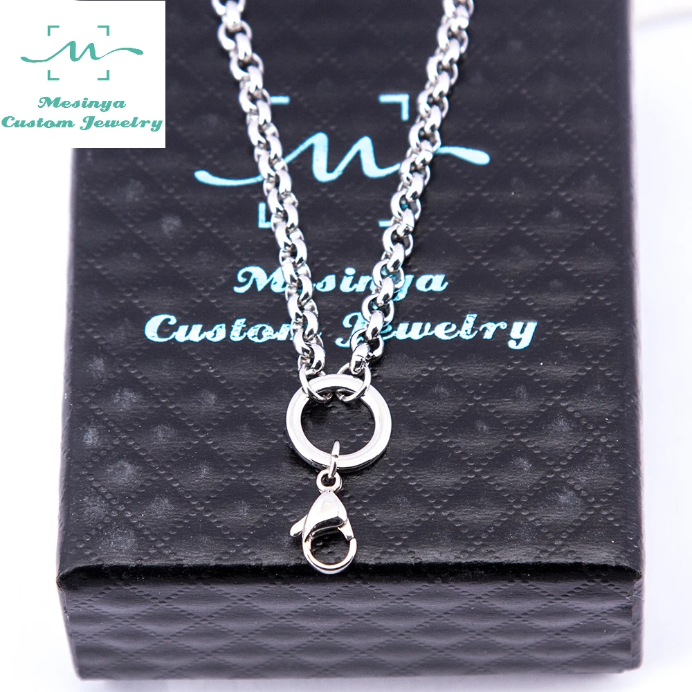 

10pcs 24 30'' 4mm width rolo 316L stainless steel chain necklace for floating glass locket pendant necklace