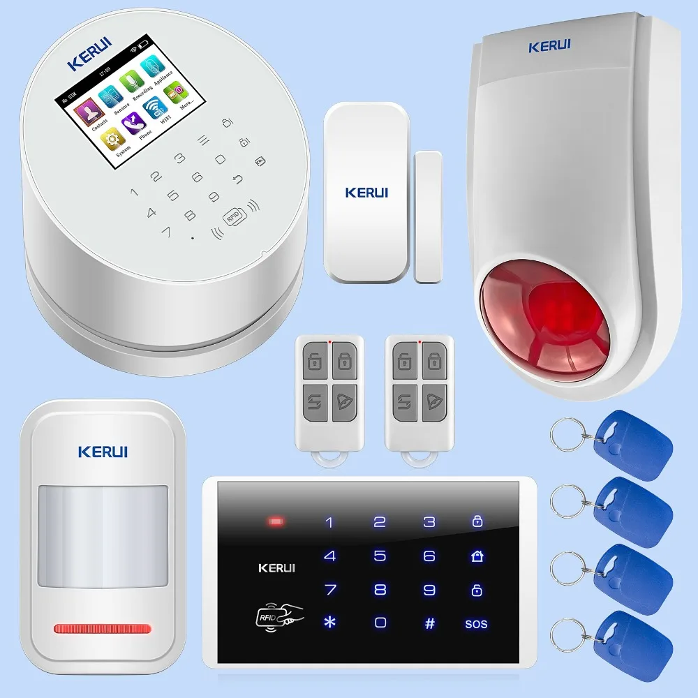 KERUI W2 Wireless WIFI GSM PSTN Alarm Smart Home Security Burglar Alarm System IOS Android APP Control Password Keypad Siren Kit KERUI W2 Wireless WIFI GSM PSTN Alarm Smart Home Security Burglar Alarm System IOS Android APP Control Password Keypad Siren Kit