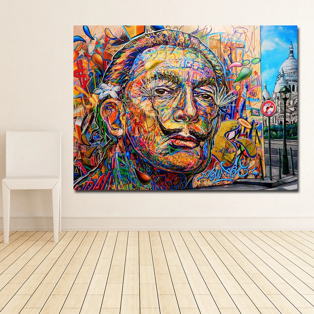 Самоотверженный Salvador Dali красочный портрет маслом стены искусства холст плакаты печать для гостиной украшения дома