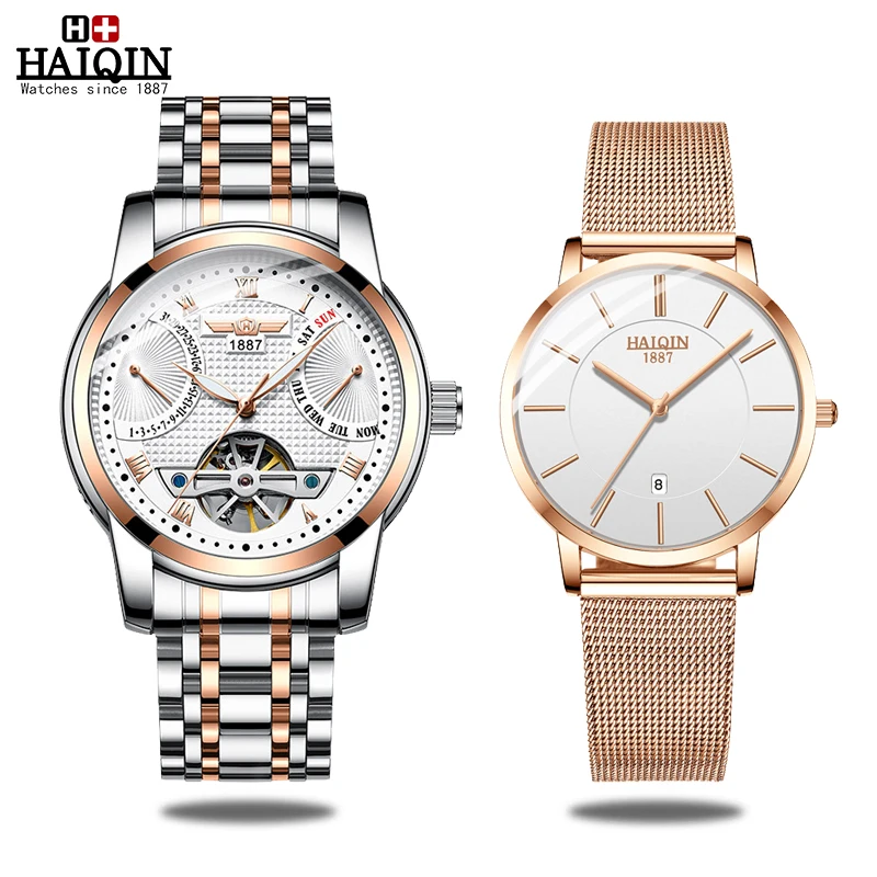 

HAIQIN Men's watches Mens Watches top brand luxury Ladies watch Automatic mechanical watch men Tourbillon Reloj hombres Set 2019