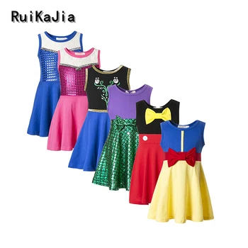 Girls Clothing snow white princess dress Clothing Kids Clothes belle moana Minnie Mickey dress birthday dresses