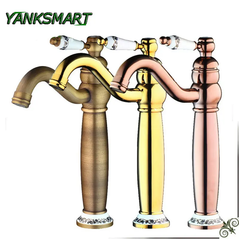 YANKSMART водопад кран для ванной комнаты с одной ручкой смеситель для раковины Смеситель для ванны раковины латунь сосуд Раковина Водопроводный Кран серебро готовое