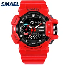 SMAEL Rouge Sport Horloge Hommes Montres Homme 30 M Étanche Montre LED Numérique Double Affichage Montre-Bracelet relogio masculino Mâle Saat 1436