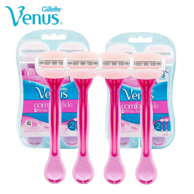 Gillette Venus Женская бритва 3 слойные лезвия для бритья белый чай смазывание гладкое