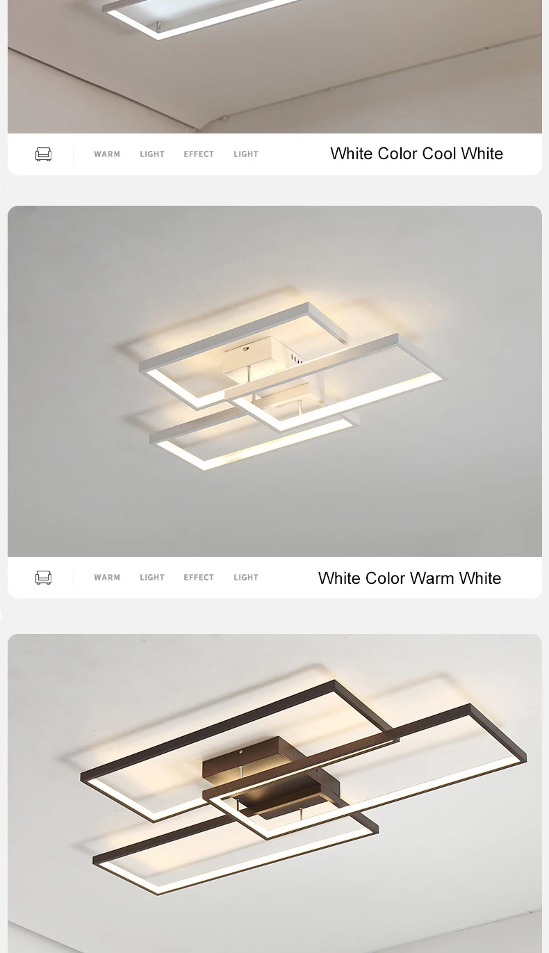 Рамка для фотографий прямоульной формы черного цвета/белый Цвет современные светодиодные потолочные лампы в простом стиле для гостиной, спальни, 110V 220V деко с регулируемой яркостью потолочный светильник