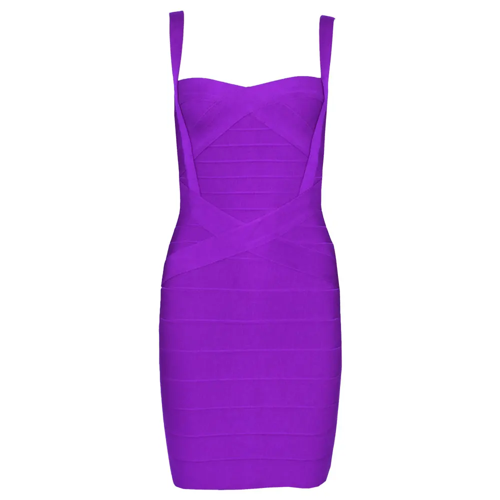 Яркие цвета, крестообразные эластичные вязаные Новые поступления, облегающие платья с бретельками, hl бандажные платья - Цвет: Фиолетовый