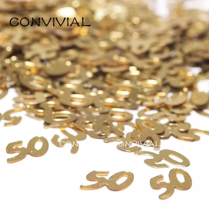 

Colorful 50th Confetti Happy Birthday Anniversary Party Decoration Digital Table Confetti Scatters Party Supplies CONVIVAL P1184