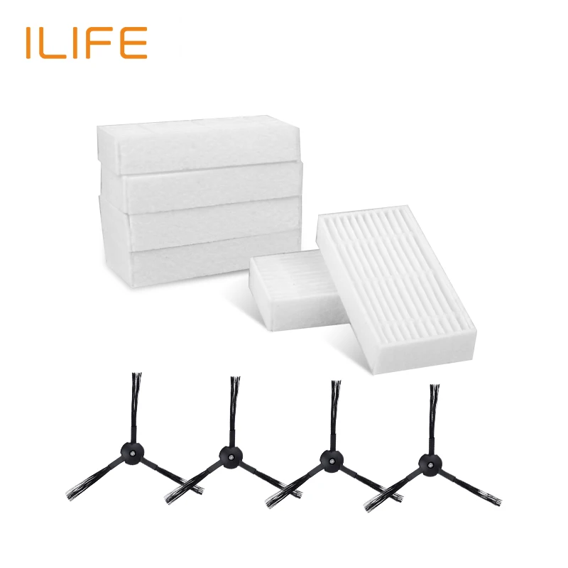 

6 pcs High Performance Filteres 4 pcs side brushes for ILIFE V5S PRO V5 V3 V3S robot vacuum cleaner Robot Aspirador
