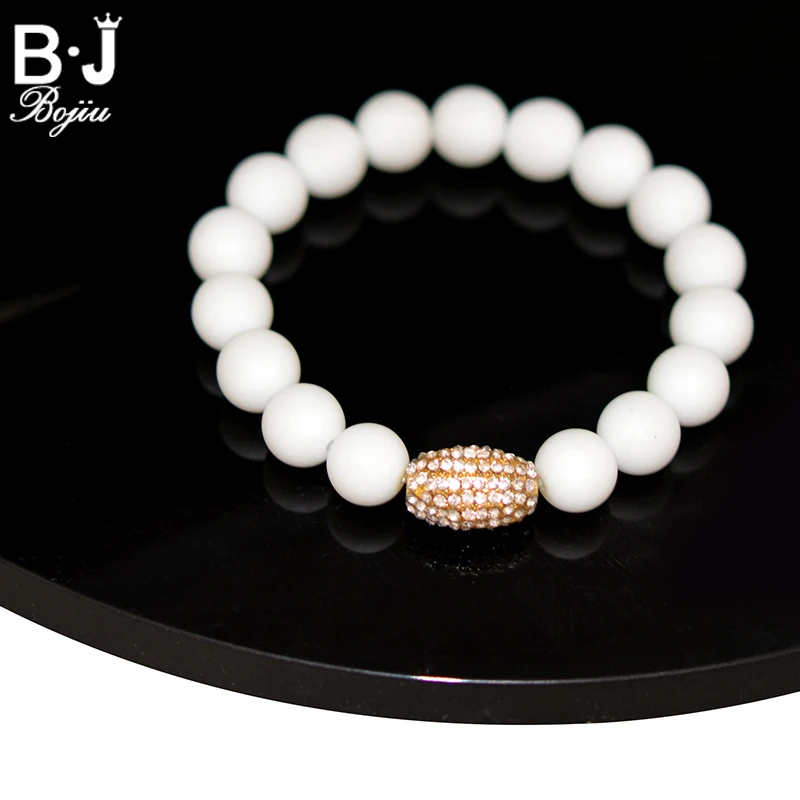 Bojiu Zircon Natural Stone Women Bracelet White Bead Women Casual