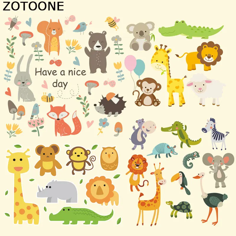 

ZOTOONE Iron on Transfer Patches for Clothes Decoration Lovely Aniaml Set DIY Stripes Custom Patch Stickers Applique T-shirt E
