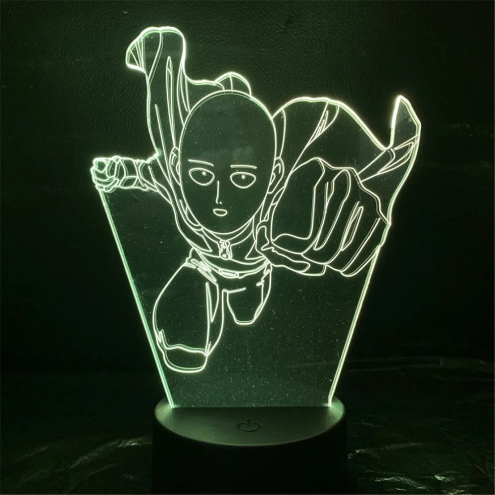 Ночные светильники One Punch для мужчин светодиодная лампа saiтама Lampara аниме 3D