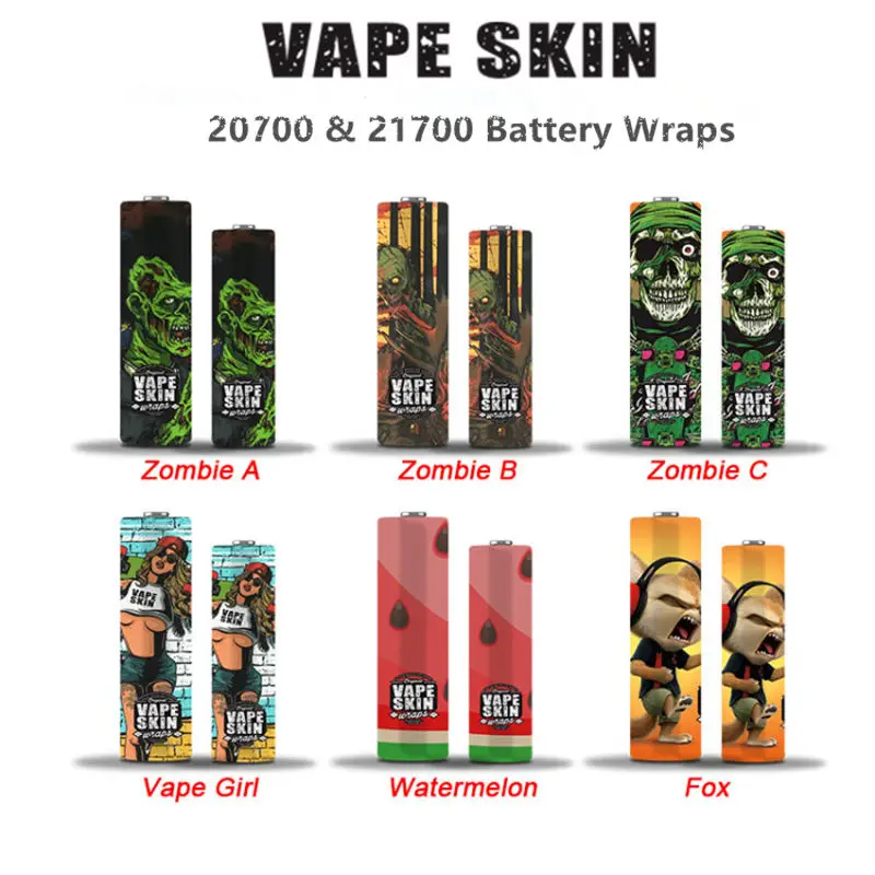 5pcs зомби с рисунком лисы для девочек стиль 20700 &amp 21700 Батарея обертка Vape кожи