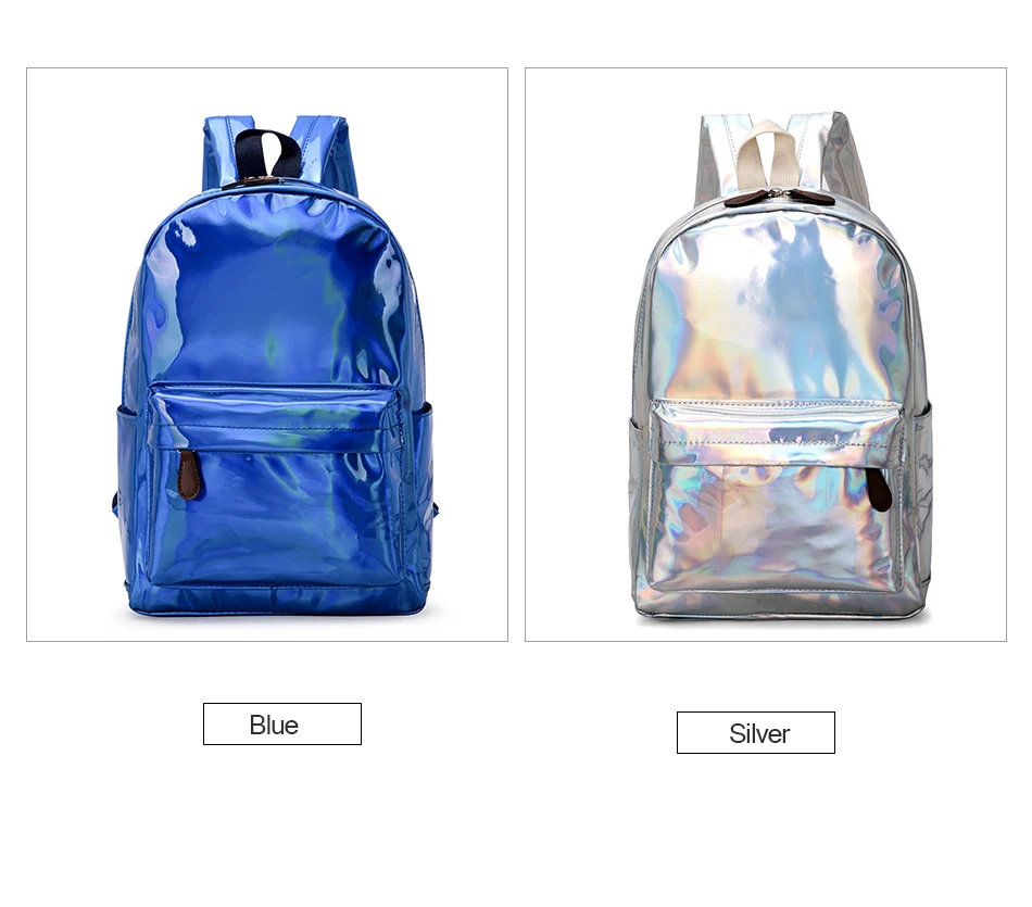 AIREEBAY женский голографический рюкзак, женские мягкие лазерные рюкзаки из искусственной кожи для путешествий, школьные сумки с серебряной голограммой для девочек-подростков