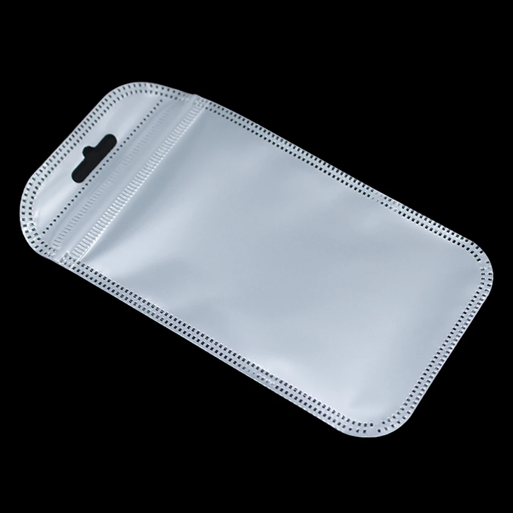 100pcs/Lot Front Clear Plastic Zipper Pouches With Hang Hole For